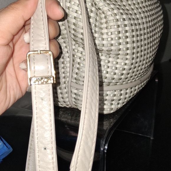 GANSON Chic Cream and Gray Woven Women's Backpack - Picture 11 of 16